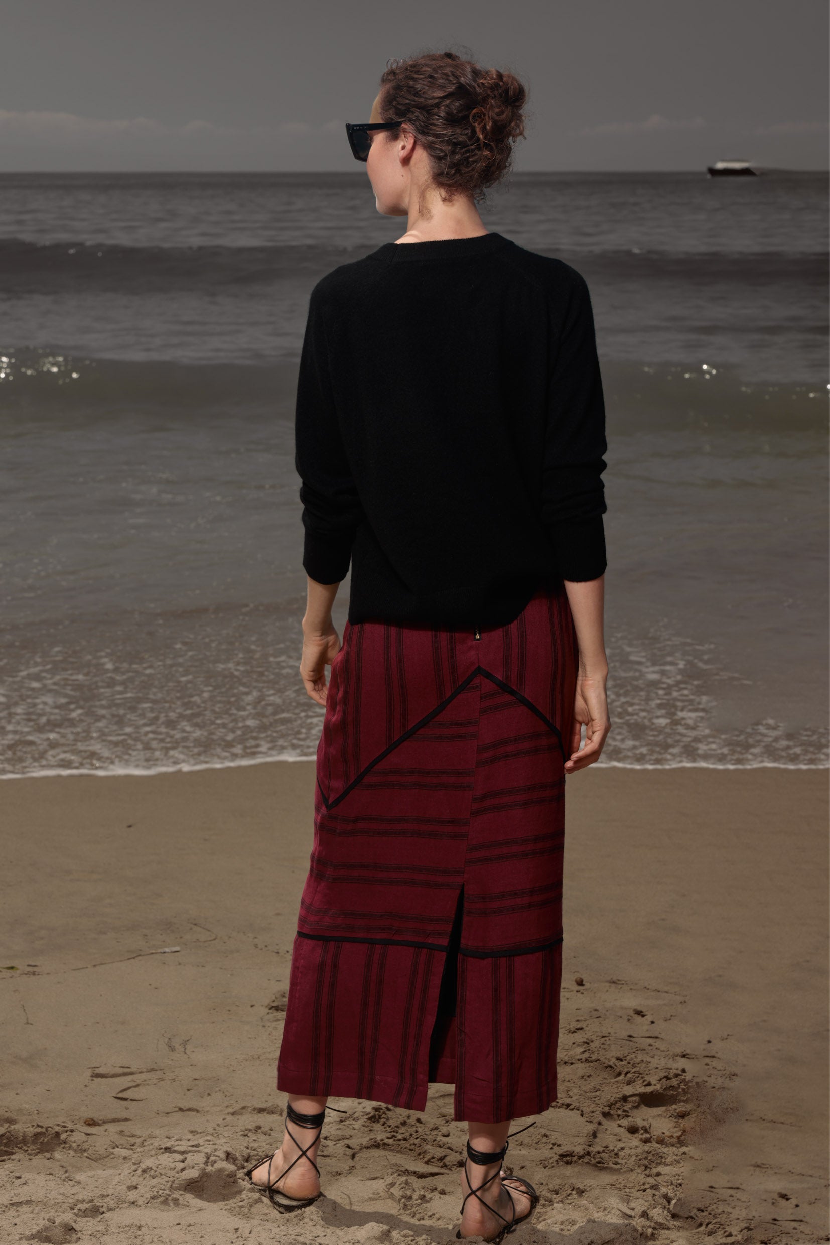 Geometry Skirt - Burgundy Moroccan Stripe - Heidi Merrick