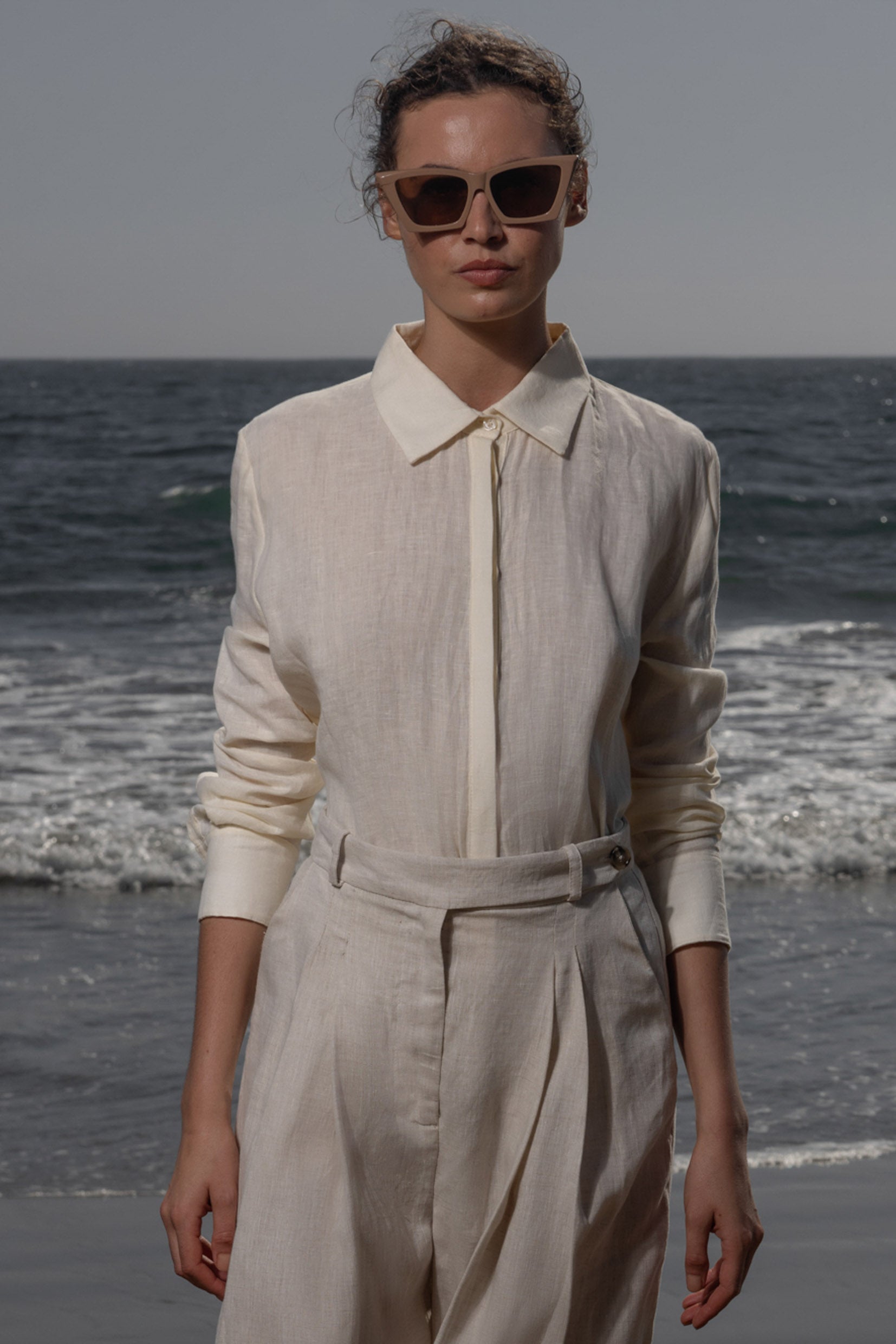 Ami Shirt - Ivory Tissue Linen - Heidi Merrick