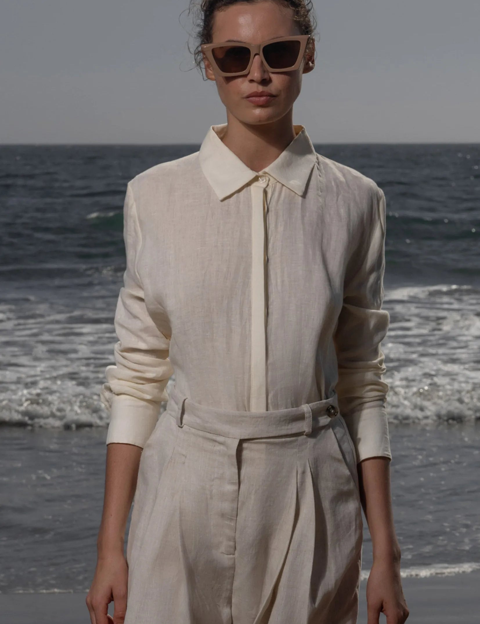 Ami Shirt - Ivory Tissue Linen - Heidi Merrick