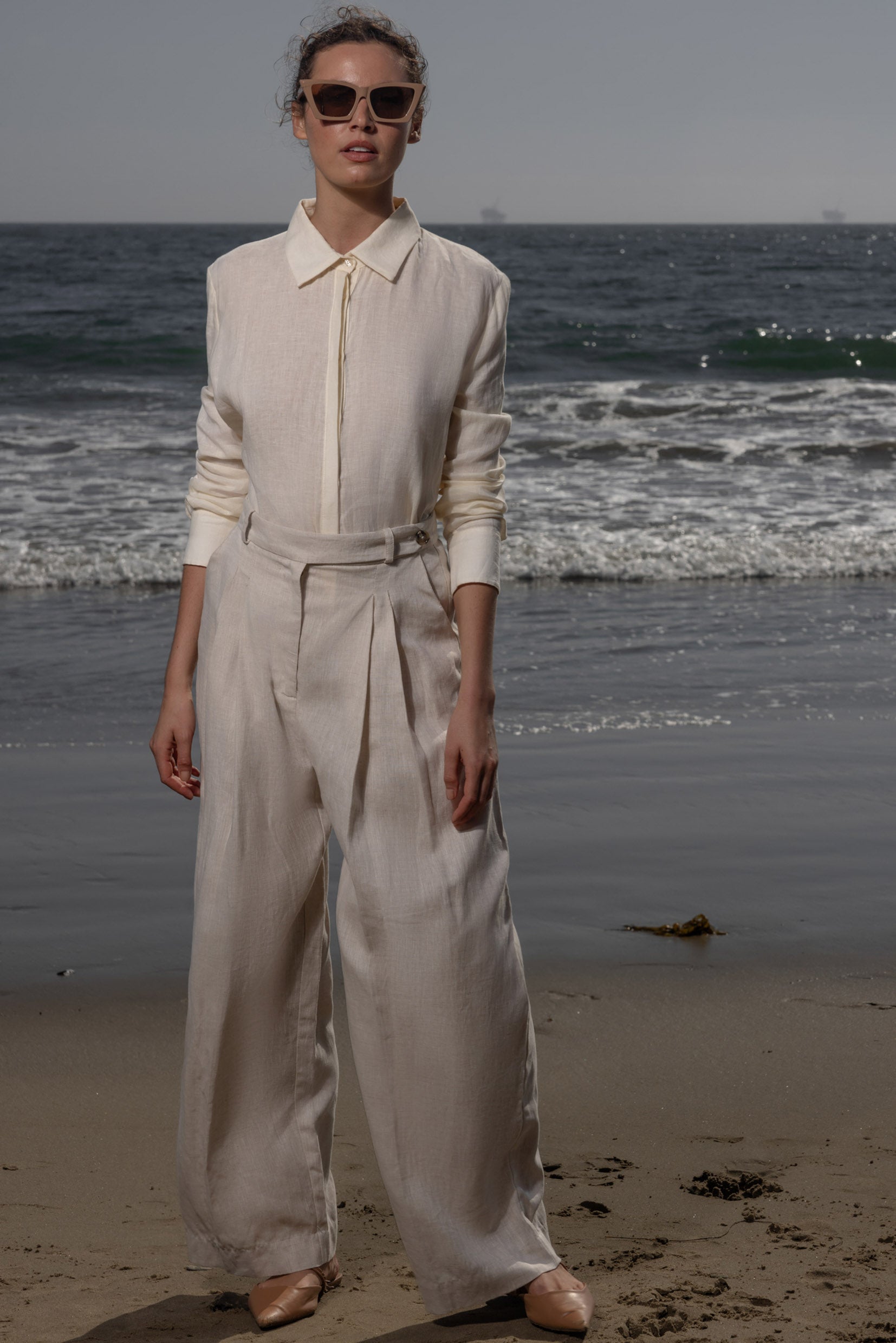 Ami Shirt - Ivory Tissue Linen - Heidi Merrick