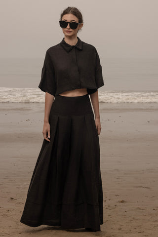 Marbella Skirt - Noir Tissue Linen