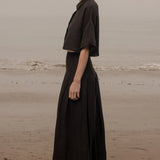 Marbella Skirt - Noir Tissue Linen - Heidi Merrick