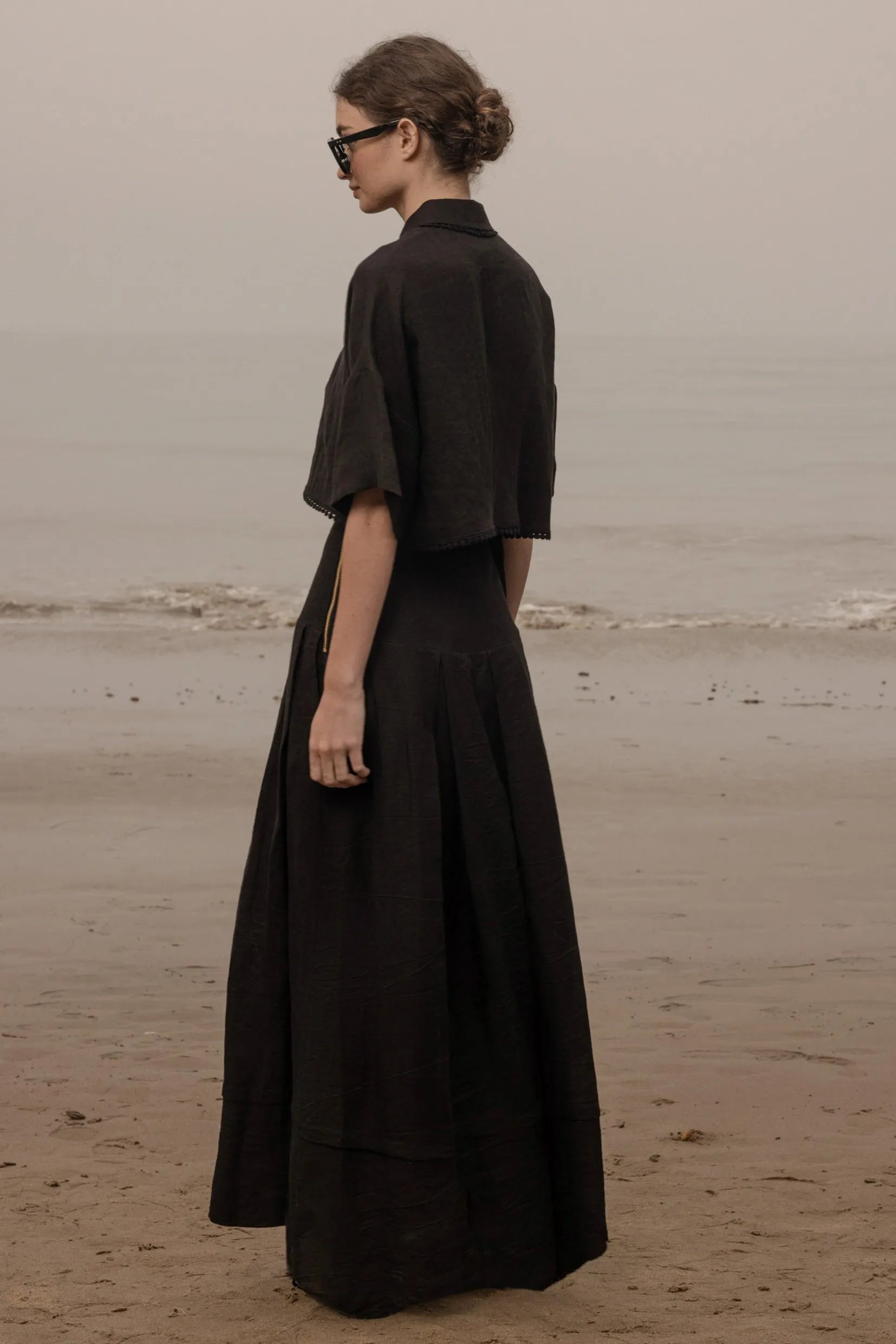 Marbella Skirt - Noir Tissue Linen - Heidi Merrick