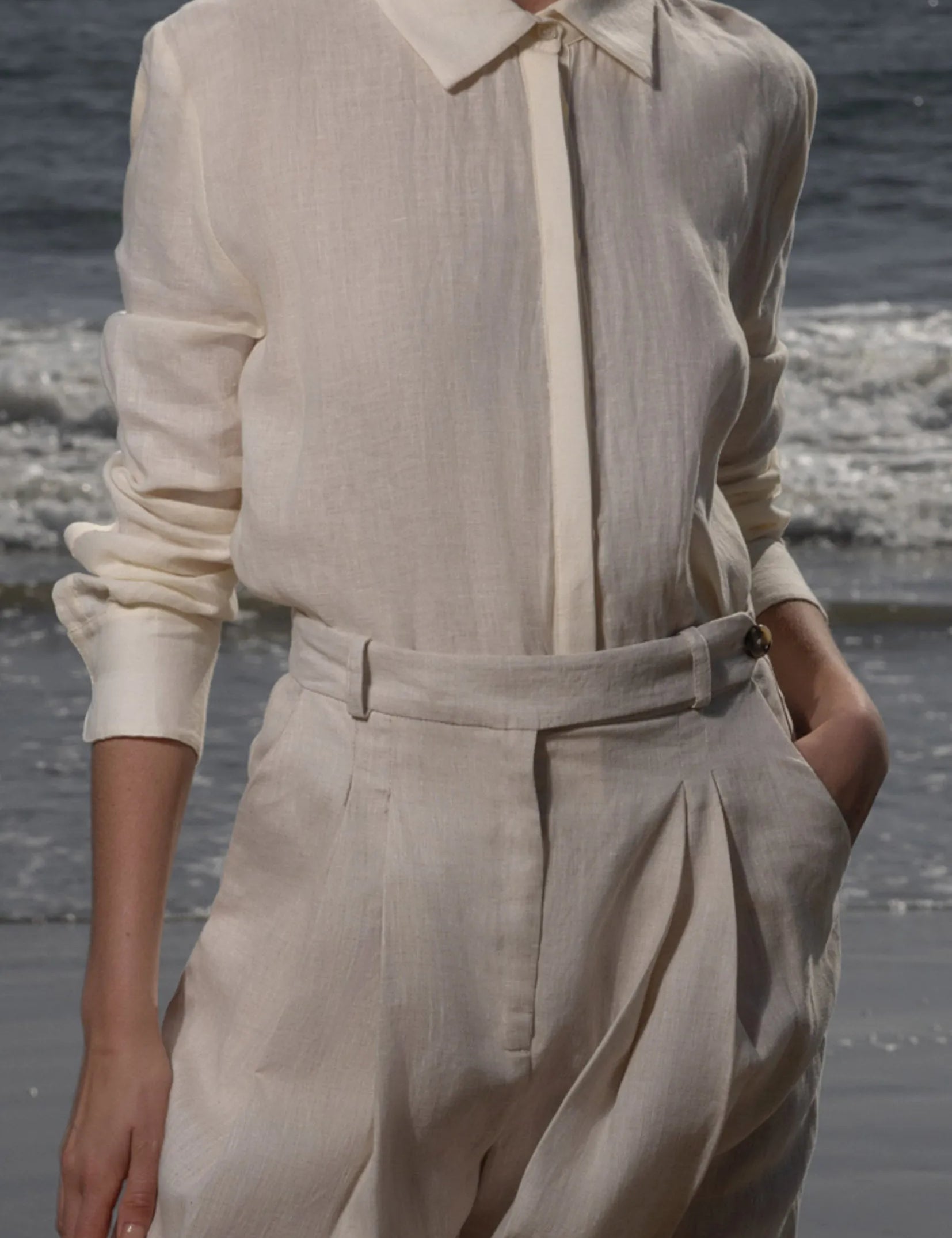 Ami Shirt - Ivory Tissue Linen - Heidi Merrick