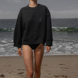 Barrel Sleeve 70's SRF LA Crewneck - Black Embroidered - Heidi Merrick