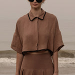 Castella Top - Sable Tissue Linen - Heidi Merrick