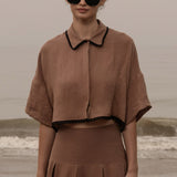 Castella Top - Sable Tissue Linen - Heidi Merrick