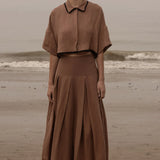 Marbella Skirt - Sable Tissue Linen - Heidi Merrick