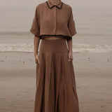 Marbella Skirt - Sable Tissue Linen - Heidi Merrick