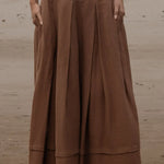 Marbella Skirt - Sable Tissue Linen - Heidi Merrick