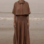 Marbella Skirt - Sable Tissue Linen - Heidi Merrick