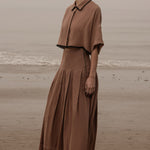 Marbella Skirt - Sable Tissue Linen - Heidi Merrick