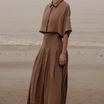Marbella Skirt - Sable Tissue Linen - Heidi Merrick