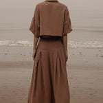 Marbella Skirt - Sable Tissue Linen - Heidi Merrick