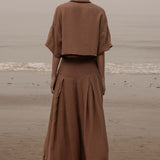 Marbella Skirt - Sable Tissue Linen - Heidi Merrick