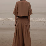 Marbella Skirt - Sable Tissue Linen - Heidi Merrick