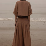 Marbella Skirt - Sable Tissue Linen - Heidi Merrick