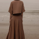 Marbella Skirt - Sable Tissue Linen - Heidi Merrick