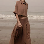 Marbella Skirt - Sable Tissue Linen - Heidi Merrick
