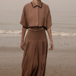 Marbella Skirt - Sable Tissue Linen - Heidi Merrick