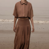 Marbella Skirt - Sable Tissue Linen - Heidi Merrick