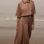 Marbella Skirt - Sable Tissue Linen - Heidi Merrick