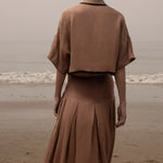 Marbella Skirt - Sable Tissue Linen - Heidi Merrick