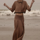 Marbella Skirt - Sable Tissue Linen - Heidi Merrick