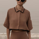 Castella Top - Sable Tissue Linen - Heidi Merrick