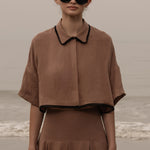 Castella Top - Sable Tissue Linen - Heidi Merrick