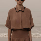 Castella Top - Sable Tissue Linen - Heidi Merrick