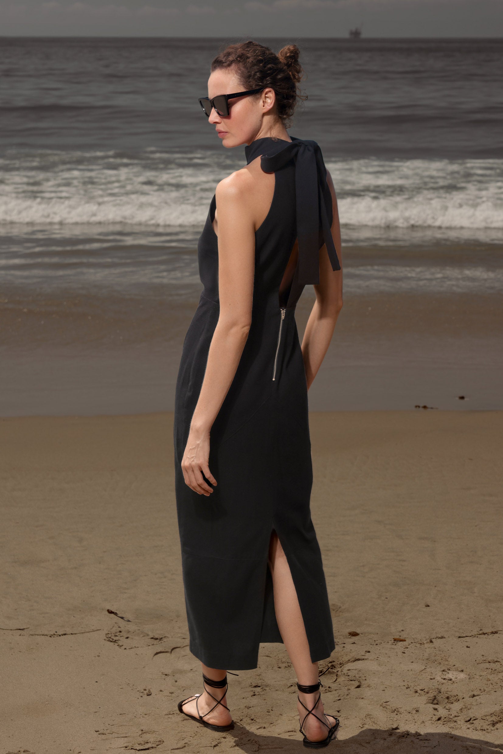 Aurora Dress - Noir Silk Noil - Heidi Merrick