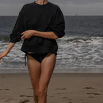 Barrel Sleeve 70's SRF LA Crewneck - Black Embroidered - Heidi Merrick