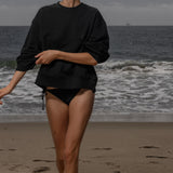 Barrel Sleeve 70's SRF LA Crewneck - Black Embroidered - Heidi Merrick