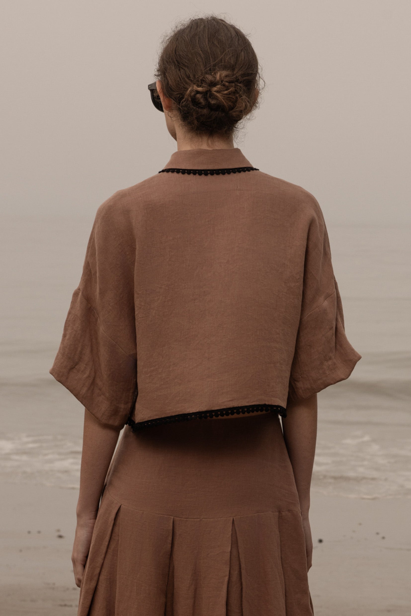 Castella Top - Sable Tissue Linen - Heidi Merrick