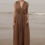 Corsica Dress - Sable Tissue Linen - Heidi Merrick