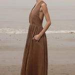 Corsica Dress - Sable Tissue Linen - Heidi Merrick