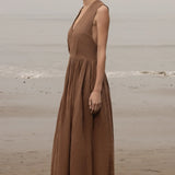 Corsica Dress - Sable Tissue Linen - Heidi Merrick