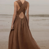 Corsica Dress - Sable Tissue Linen - Heidi Merrick