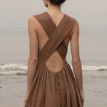Corsica Dress - Sable Tissue Linen - Heidi Merrick