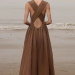 Corsica Dress - Sable Tissue Linen - Heidi Merrick