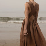 Corsica Dress - Sable Tissue Linen - Heidi Merrick