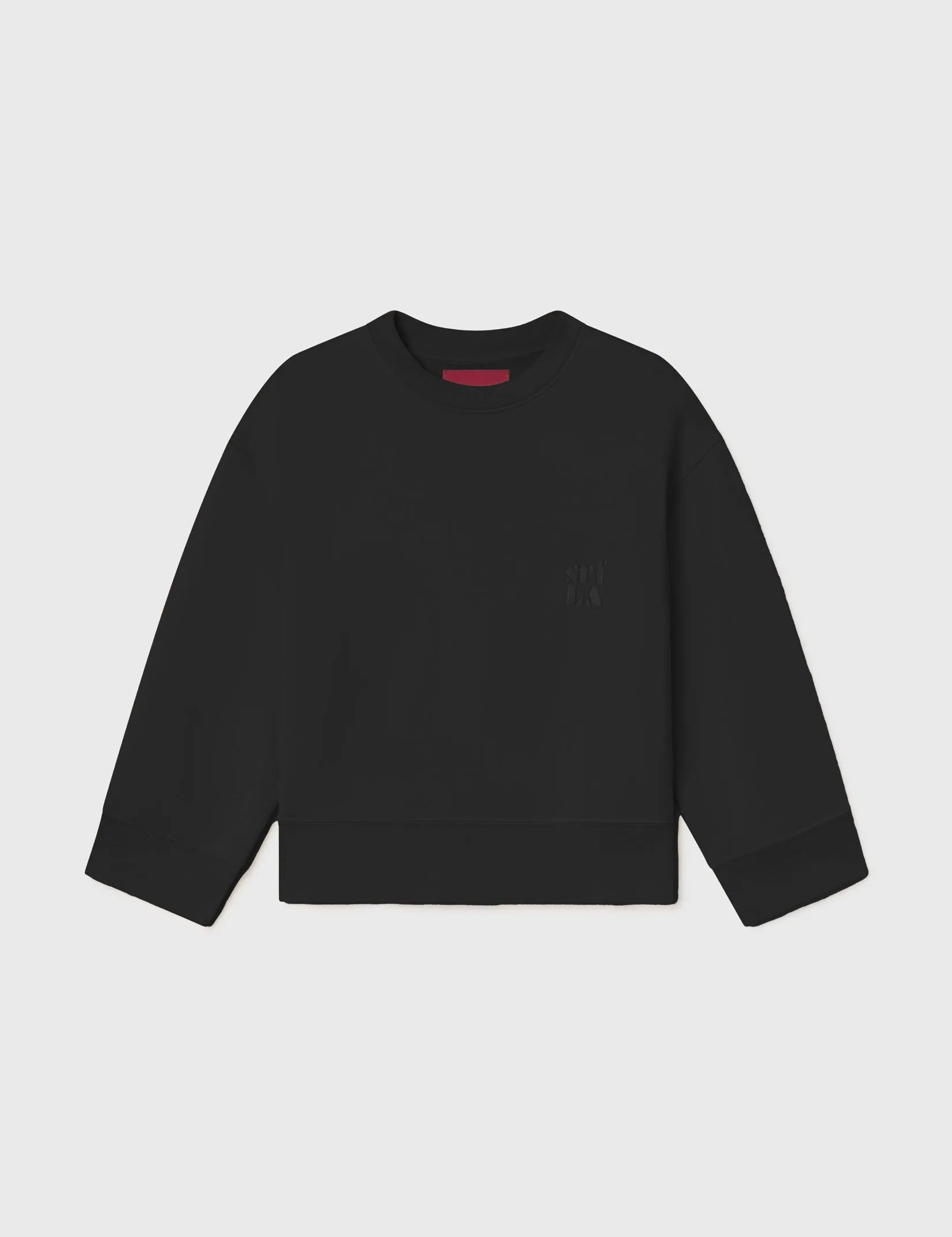 Barrel Sleeve 70's SRF LA Crewneck - Black Embroidered - Heidi Merrick