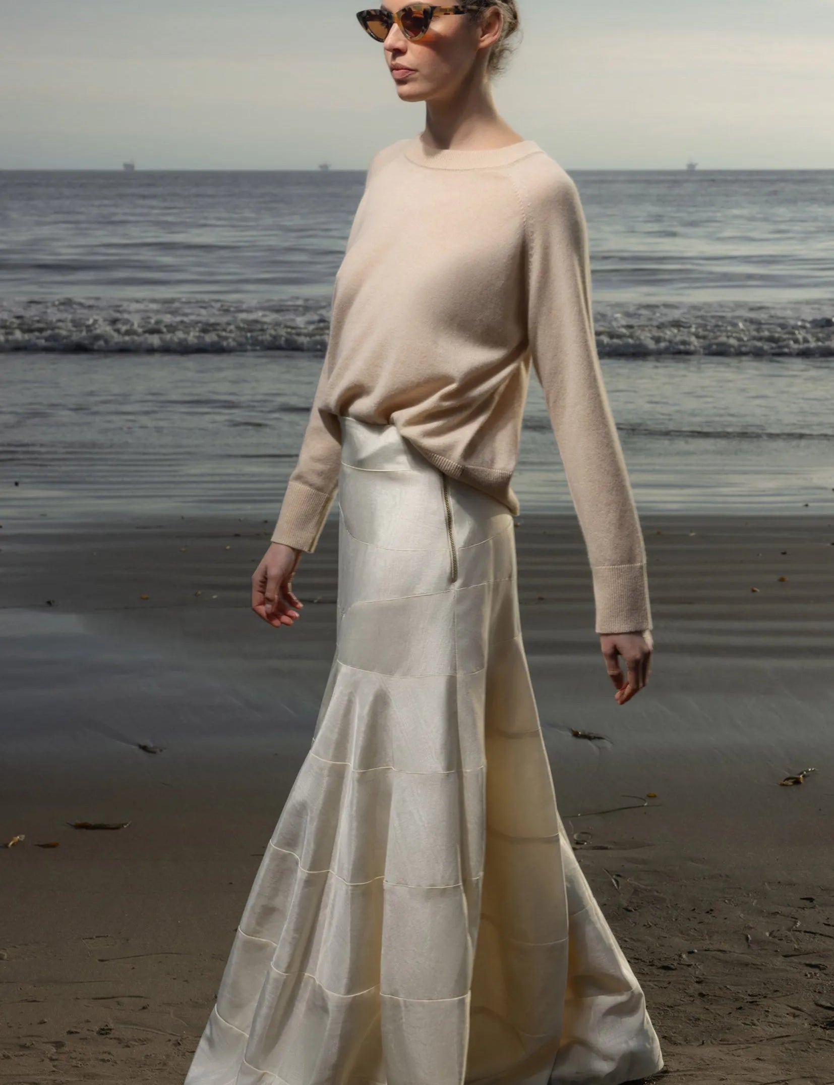 Gale Skirt - Champagne Moire - Heidi Merrick