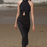 Aurora Dress - Noir Silk Noil - Heidi Merrick