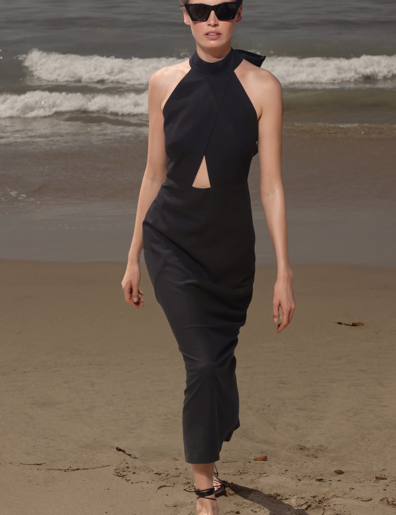 Aurora Dress - Noir Silk Noil - Heidi Merrick