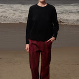Serge Pant - Burgundy Moroccan Stripe - Heidi Merrick