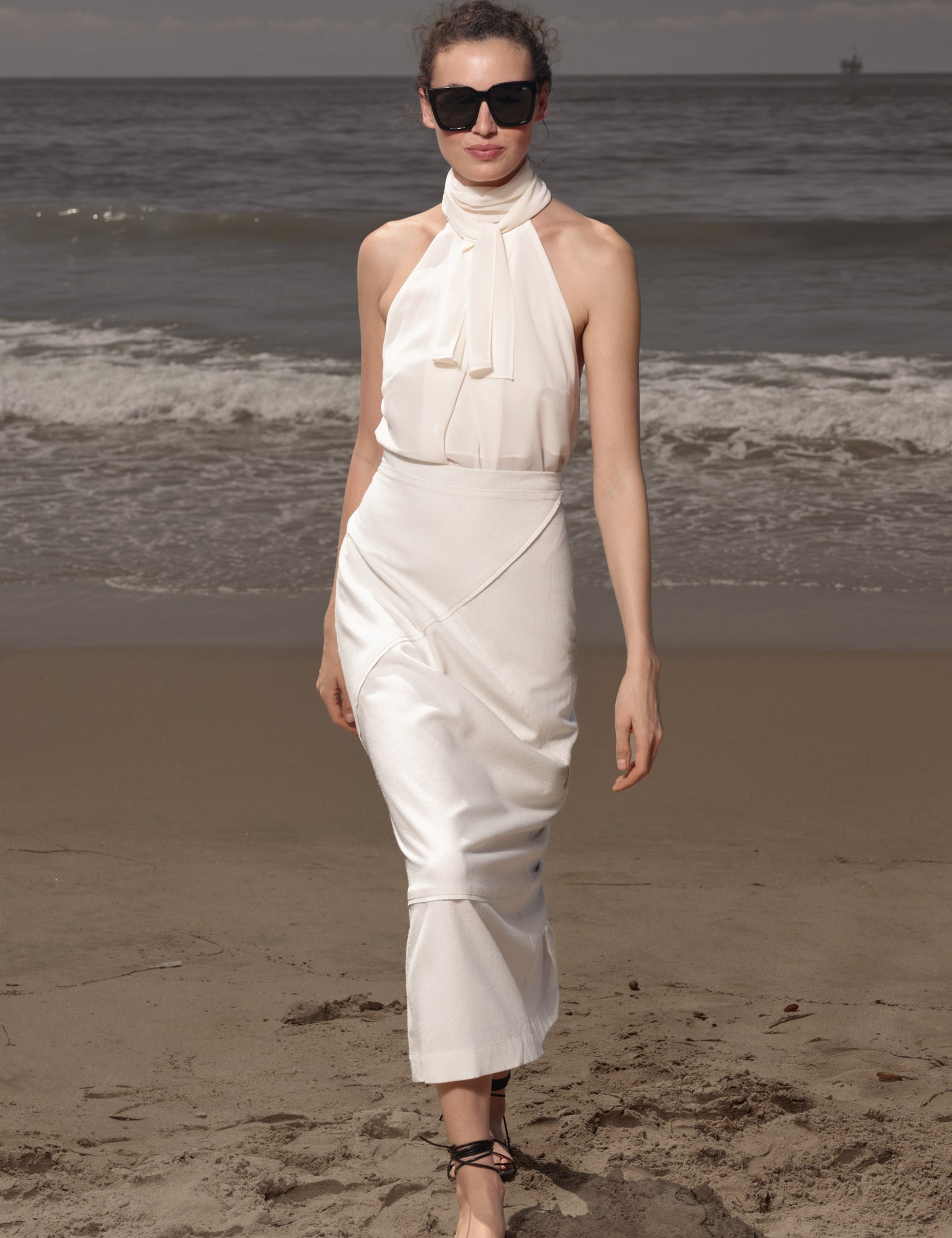 Geometry Skirt - Ivory Silk Noil - Heidi Merrick