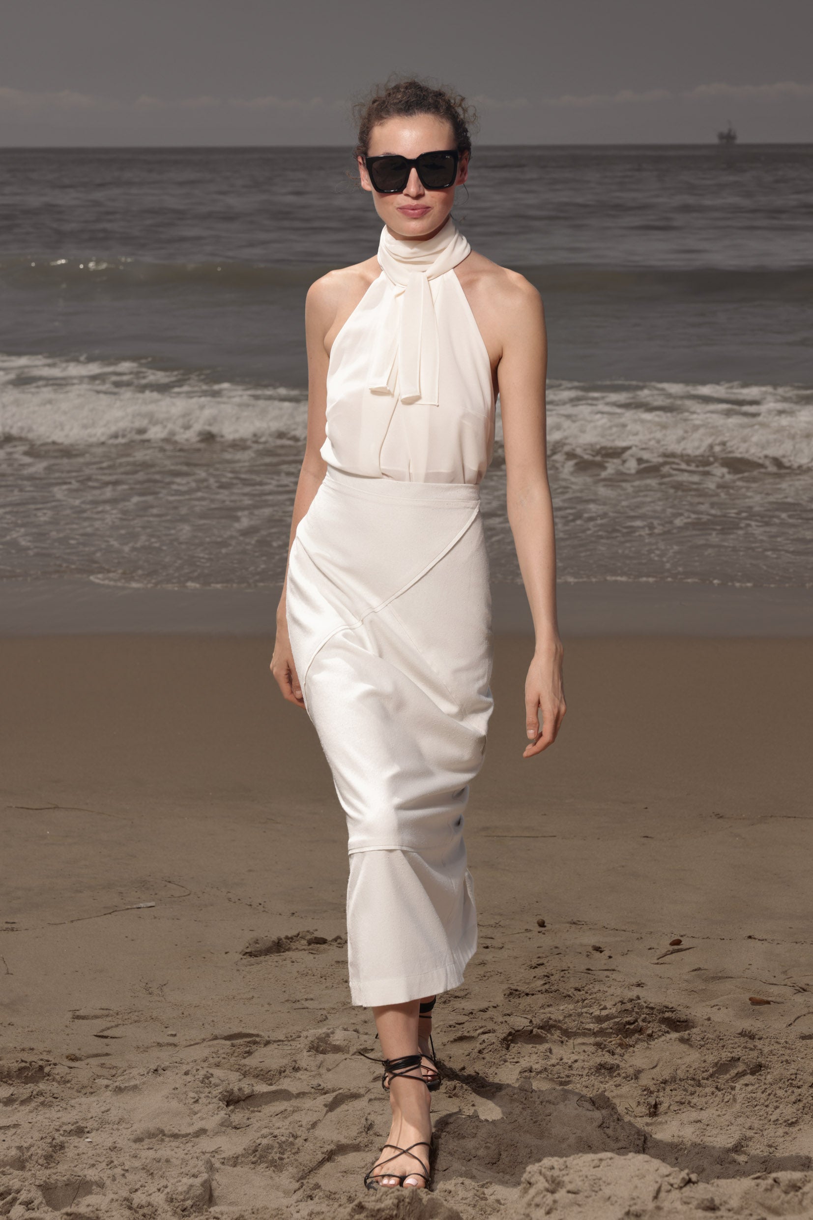 Geometry Skirt - Ivory Silk Noil - Heidi Merrick