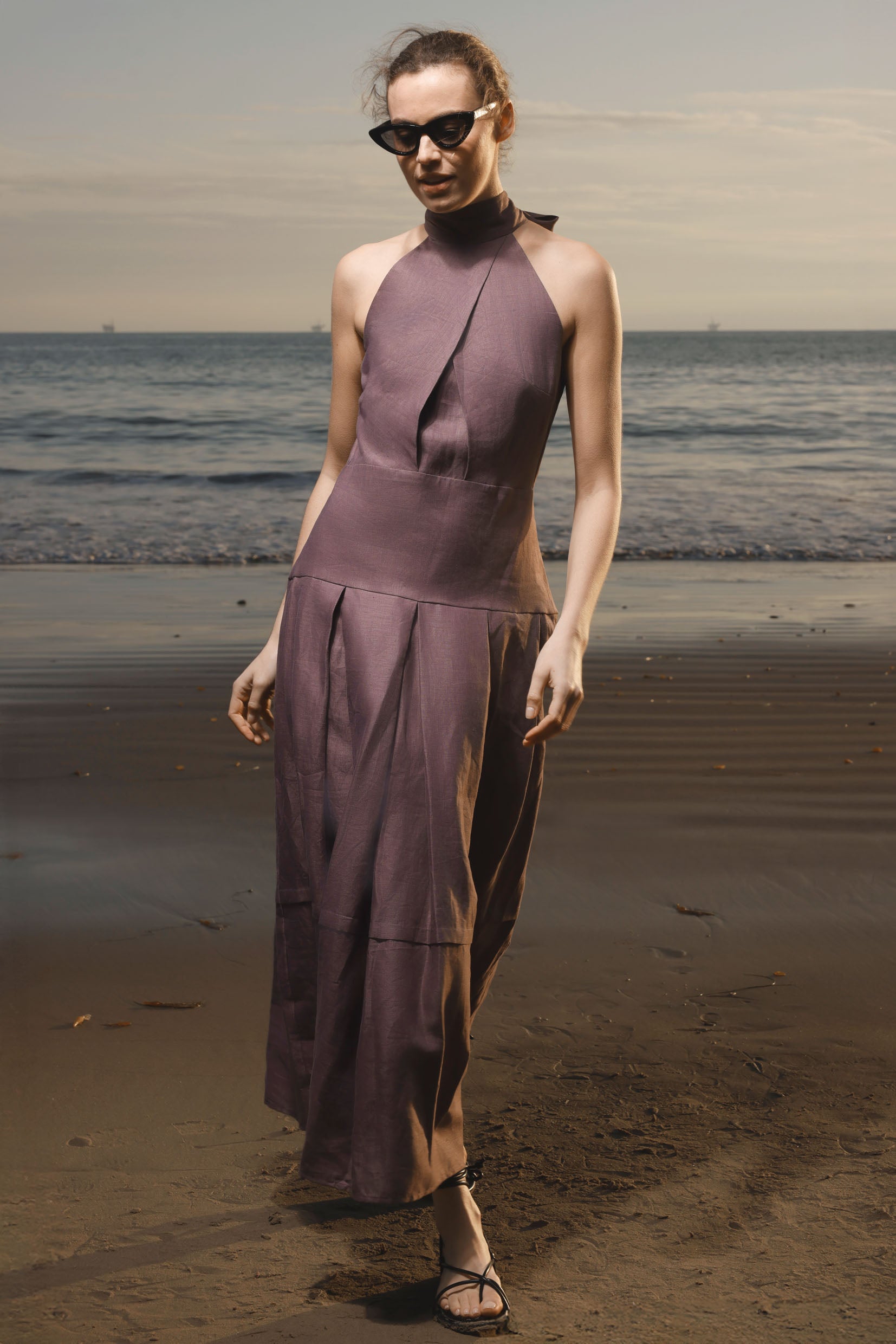 Nysa Dress - Lavender Linen - Heidi Merrick